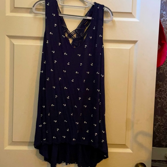 EUC Maurices Blue Tank with White Anchors & Macrame Racerback, Size 3x - Picture 2 of 8